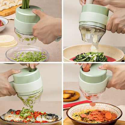 4-in-1 Portable Electric Vegetable Cutter Set – Chopper, Slicer & Mini Food Processor