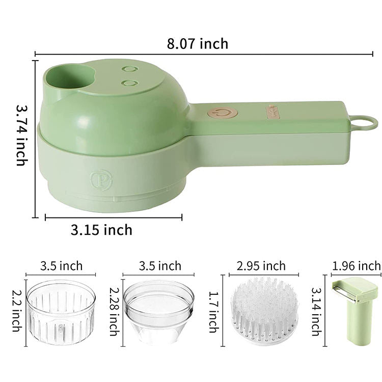 4-in-1 Portable Electric Vegetable Cutter Set – Chopper, Slicer & Mini Food Processor