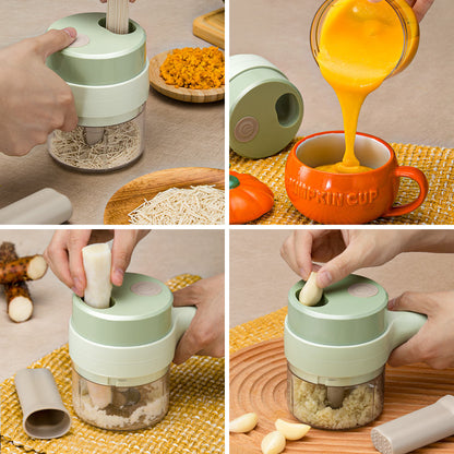 4-in-1 Portable Electric Vegetable Cutter Set – Chopper, Slicer & Mini Food Processor